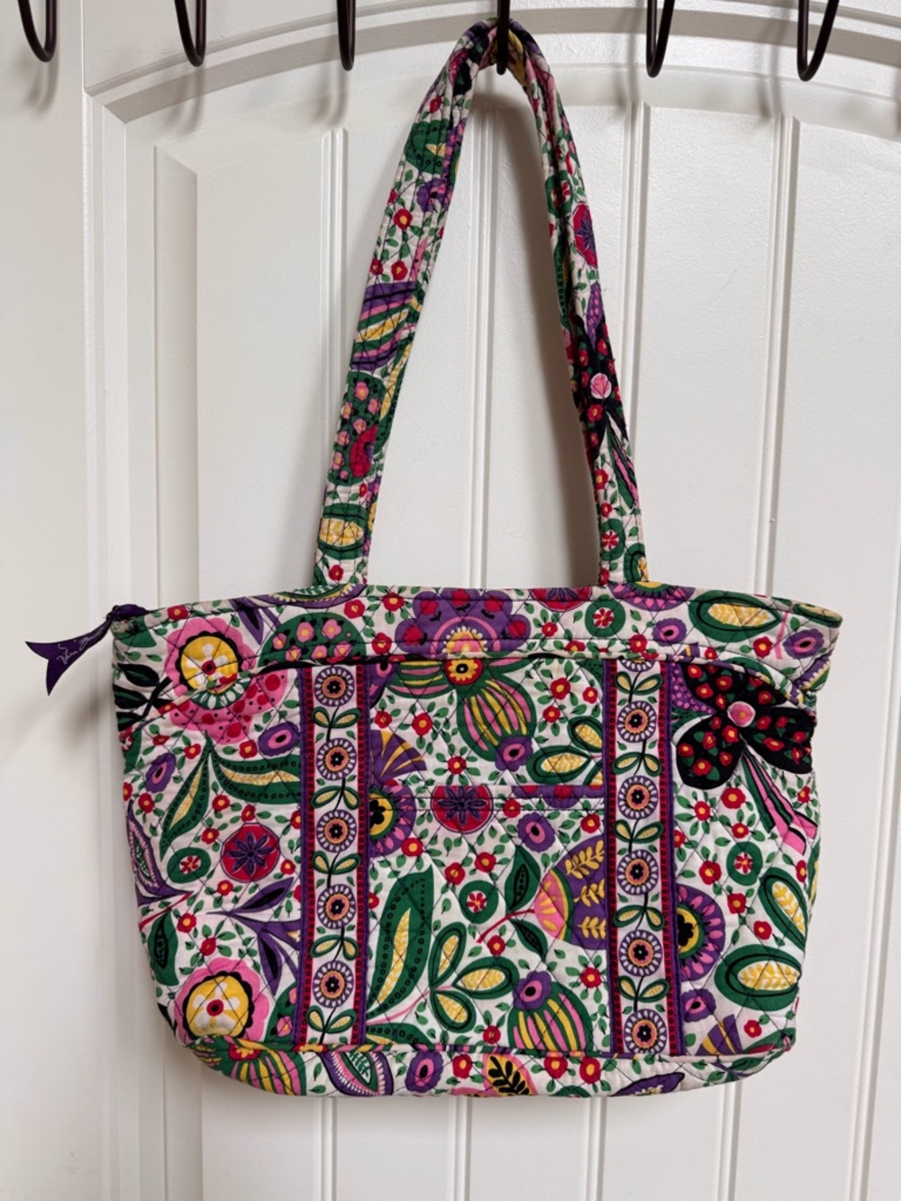 Vera Bradley Quilted Shoulder Tote in Retired “Viva La Vera" Pattern. 14”x9”x4”